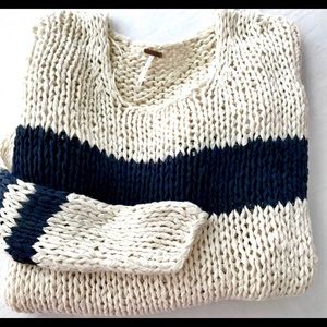 Free People Macrame Open Weave Stripe Sweater